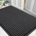 Yimobra Front Door Mat Outdoor Indoor Entrance, 100% Waterproof All-Season All Weather Doormat, Welcome Matt Outside Entry, Non Slip, Low Profile, Heavy Duty Patio Porch Floor Mats,47 x 32,Grey