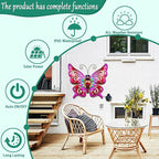 Solar Garden Light, Metal Butterfly Wall Art, 19" Large Hanging Decor for Garden Patio Fences Porch Yard Art Outdoor Wall Decor, Weatherproof Decorative Lighting, Housewarming Wedding Birthday Gift
