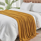 inhand Knitted Fall Throw Blanket for Couch and Bed, Knit Fall Decor Halloween Blanket with Tassel, Brown Lightweight Decorative Farmhouse Warm Woven Blankets and Throws for Women, 60"x80"