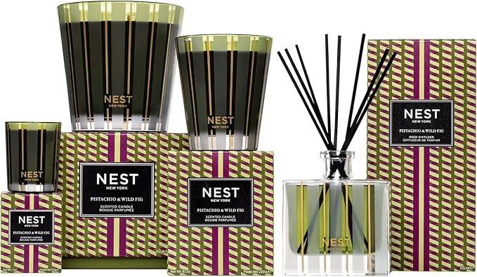 NEST New York Scented Classic Candle, Pistachio & Wild Fig - 8.1 oz - Up to 60-Hour Burn Time - Reusable Glass Vessel