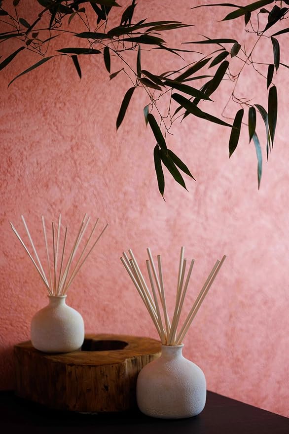 BLUEME Romance-Oakmoss & Sandalwood, 16.91 Fl Oz Wellness Diffuser, Contains Essential Oil, Sustainable, Hand Finished, Premium, Luxury Ceramic, Natural Rattan Reeds