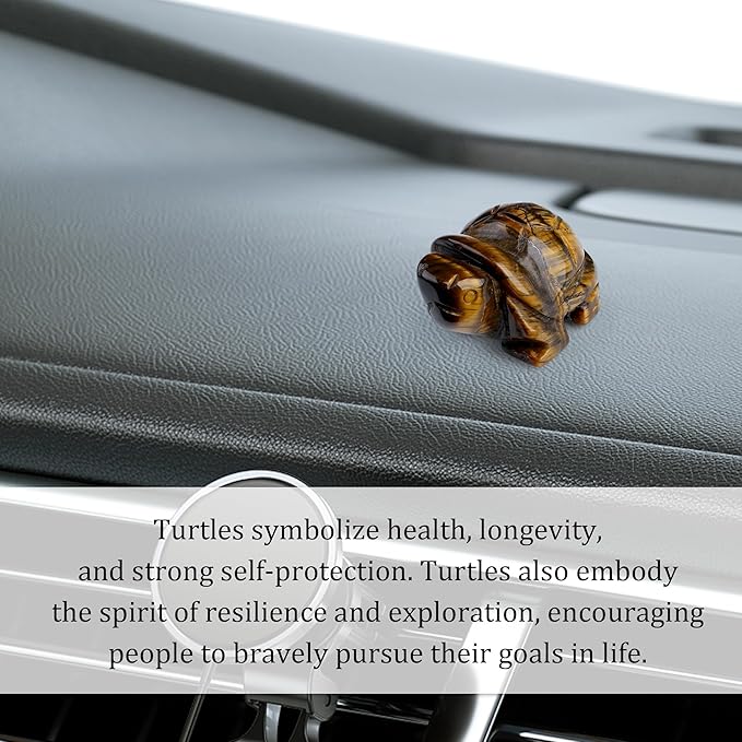 QINJIEJIE Travel Turtle Figurines for Travelers Best Travel Gifts for Women Men Tiger Eye Crystal Healing Crystals Sea Turtle Lovers Office Desk Decor Good Luck Gifts for Traveling Abroad