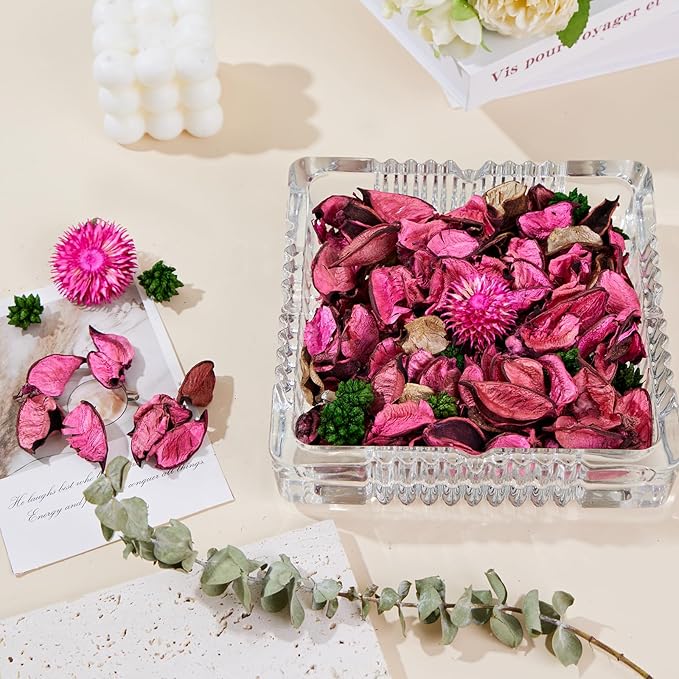 Spring Potpourri Bags, Potpourri Bowl Vase Filler Decorative, Fragrance for Bathroom, Dried Flowers, Home Decor Fragrance Sachet Petal (Pink)