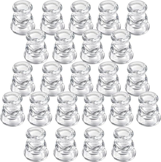 IYOUYA Clear Glass Candlestick Holders 24PCS, 2.1" H Taper Candle Holders Bulk for Pillar Candles, Taper Candles, Glass Candle Holders for Wedding, Party&Festival