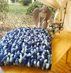 DDL&HEXI Chunky Chenille Blanket 100% Hand Knit with Jumbo Chenille Yarn (50"x60") Super Soft Large Throw Bed Blanket for Couch, Sofa, Home Decor - Machine Washable (03)