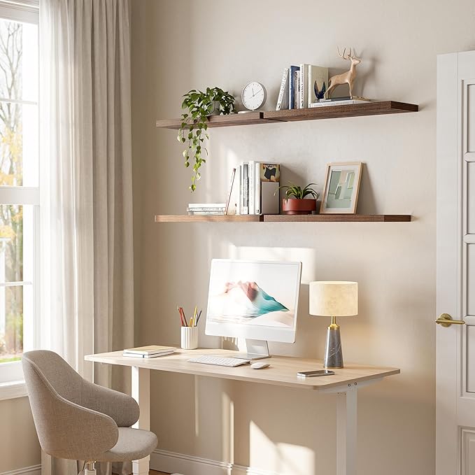 23’’Rustic Brown Floating Shelves for Wall,Rustic Wood Shelf for Room Decor/Storage/Display,Small Bookshelf,Wall Mounted Hanging Shelves for Bedroom, Bathroom, Living Room, Kitchen,Set of 4