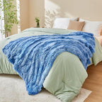 GONAAP Fuzzy Faux Fur Throw Blanket Twin Size Indigo Super Soft Cozy Plush Fuzzy Shaggy Blanket for Couch Sofa Bed (Indigo, Twin(60"x80"))