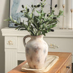 Vintage Farmhouse Pottery Vase, 9.7 inch Handcrafted Decorative Ceramic Vase for Home, Dining Table, Bathroom, or Bookshelf Accents