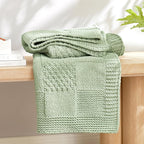 Amélie Home Chenille Knit Throw Blanket for Couch, Checkered Texture Decorative Soft Blanket for Sofa, Bed & Living Room, 60"x80", Sage Green