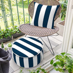 Inflatable Ottoman Stool D21 xH9 for Outdoor/Indoor Use, Water Repellent Patio Foot Rest Stool with Portable Handle,Round Pouf Ottoman Suitable for Garden,Deck and Camping - Cabana Navy