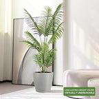 Dexceder 15x14 Self Watering Planter with Wheels Indoor Outdoor, Inner Pot Design, Thickened Large Floor Standing Flower Plant Pot with Water Level Indicator (Grey Gold Crackle)