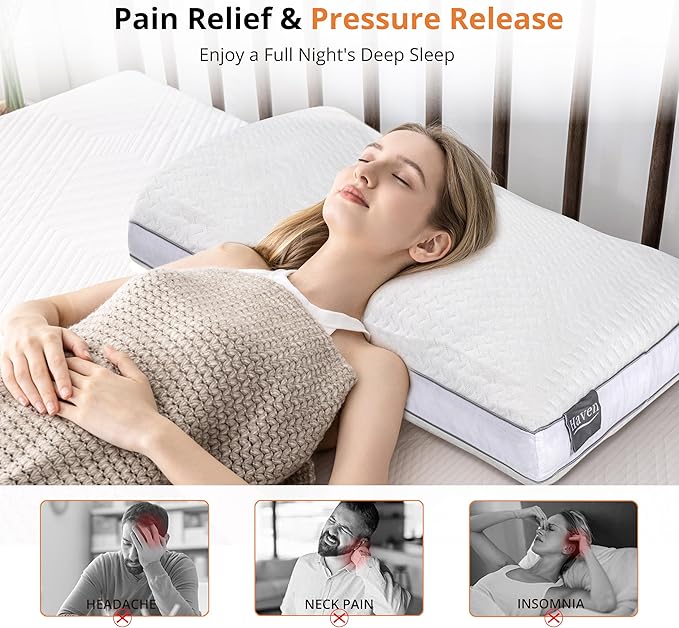 Shredded Memory Foam Pillows, Bed Pillows for Sleeping, Standard Pillow for Side Back Stomach Sleepers, Neck Support Pillow with Washable Removable Cover(28"x 16",1 Pack)