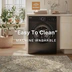 GENIMO 10x14 Area Rugs for Living Room, Machine Washable Non Slip Vintage Rugs, Low Pile Lightweight Chenille Print Rug for Bedroom, Dining Room, Home Office, Rustic Brown