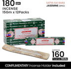 Satya Jasmine & Nagchampa Incense Sticks - 15gmx12 Pack with Raajsee Incense Holder