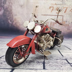 Vintage Motorcycle Model Decoration Iron Motorcycle Miniature Sculpture for Table Book Shelf Decor Gift（Red）
