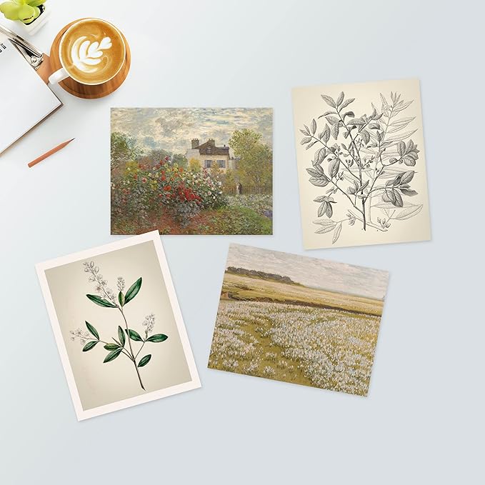 SIGNWIN Poster Bathroom Decor 8"x10"x 4, Wall Art Room Decor Multicolor for Living Room, Bedroom, Office Autumn Spring Rustic Flower Landscape Classic Vintage Retro Illustrations