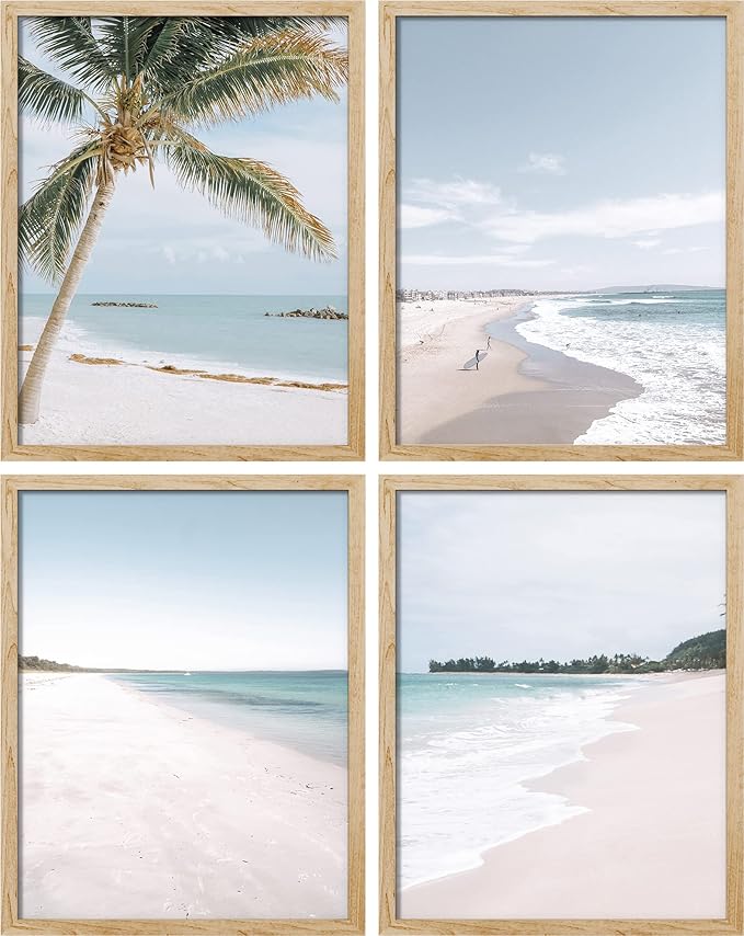 SIGNWIN Poster Bathroom Decor 8"x10"x 4, Wall Art Room Decor Multicolor for Living Room, Bedroom, Office White White Beach Shore Tropical Palm Tree Island Nature Wilderness Realism Landscape