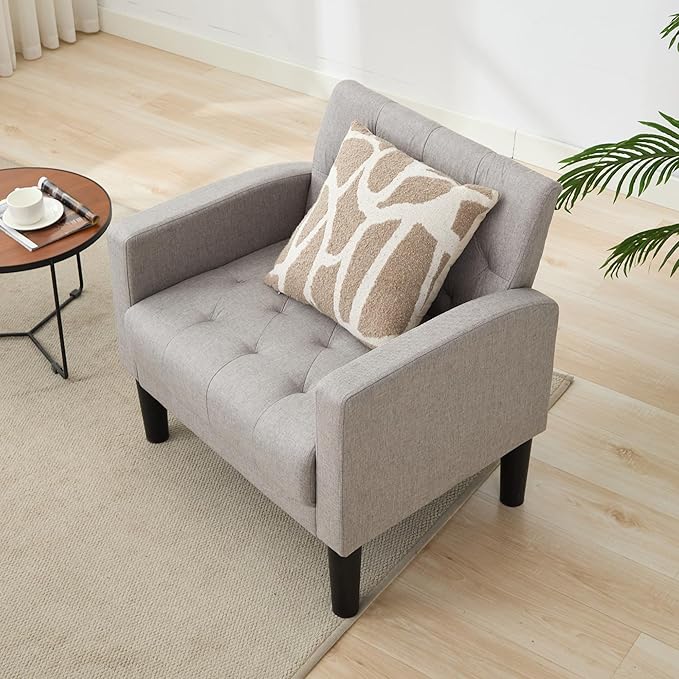 TYBOATLE Accent Chair Comfy Living Room Chair Tufted Mid Century Modern Accent Chairs Cozy Upholstered Reading Armchair for Office Bedroom