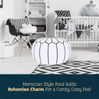 Marrakesh Gallery Genuine Leather Round Pouf Unstuffed - Moroccan Ottoman Footstool, Footrest Cover - Boho Decor - Bohemian Living Room, Bedroom, Kids Room, Gift & Wedding