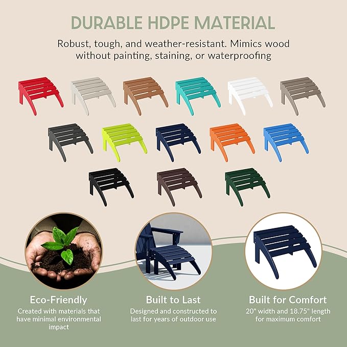 WestinTrends Outdoor Ottoman, Patio Adirondack Ottoman Foot Rest, All Weather Poly Lumber Folding Foot Stool for Adirondack Chair, Widely Used for Outside Porch Pool Lawn Backyard, Navy Blue