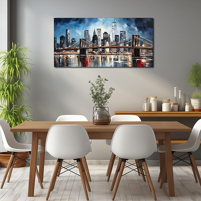 Brooklyn Bridge Canvas Wall Art Living Room City Wall Decor for Office Modern Pictures for Bedroom Wall Decor 20 x 40 Inch