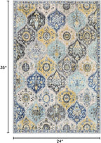 Lahome Moroccan Trellis Kitchen Rugs Non Slip Washable, 2x3 Rugs for Entryway Bathroom, Non-Slip Indoor Door Mat Ultra-Thin, Small Oriental Throw Carpet for Bedroom Entry, Yellow/Aqua