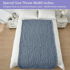 Bigacogo Chunky Knit Throw Blanket for Couch, 40x80 inches, 100% Hand Knitted with Thick Jumbo Chenille Yarn, Cozy Soft Large Rope Knot Cable Crochet Blankets for Sofa Bed Living Room, Cold Sea Blue