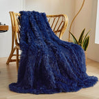 XeGe Luxury Faux Fur Throw Blanket, Blue Soft 50x60 Fluffy Blanket Throw, Shaggy Plush Decorative Couch Blanket, Cute Furry Bed Throw Holidy Fuzzy Lap Blanket for Kids Women Men Teen Girls Royal Blue