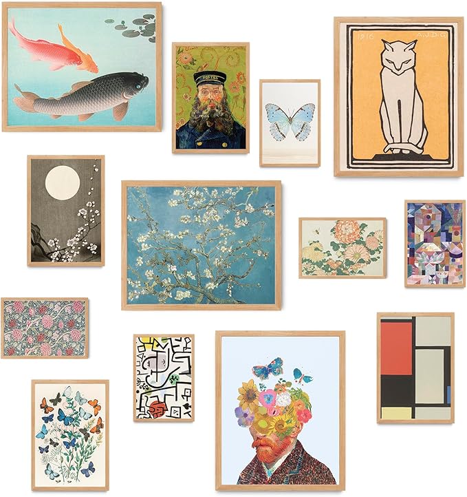 Fardes Eclectic Home Decor, Maximalist Wall Decor for Bedroom, 13 pcs of Eclectic Room Decor Aesthetic Pictures, Maximalist Wall Prints for Dorm Decor