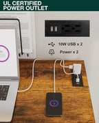 Frylr Small Folding Computer Desk – 55.1 Inch Portable Table for Craft and Study, Lightweight Desk for Small Spaces, Foldable Laptop Table Built-in AC/USB Outlets for Convenience, Rustic Brown