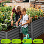 Galvanized Raised Garden Bed Outdoor, 2 Pcs 6x3x2FT Outdoor Large Planter Raised Beds Open Base with Safety Edge and Glove for Vegetables Flowers Ground Planter, Dark Gray