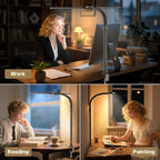 LED Double Head Desk Lamp,24W Brightest Architect Double Swing-arm Table Lamps,5 Adjustable Brightness Color Temperature ，for Workbench/Monitor/Home/Reading/Offices/Bedrooms/Dormitories