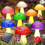 Homeleo 8-Pack Cracked Mushrooms for Garden Decor, Solar Mushroom Lights Outdoor, Super Cute Whimsical Garden Art for Yard Decor Gnome Flowerbed Housewarming Decor(Multicolored)