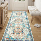 Topllen Runner Rug - 2'x6' Boho Washable Kitchen Rug, Non-Slip Soft Low Pile Rugs Indoor for Entrance Living Room Bedroom Bathroom,Vintage Throw Hallway Carpet Stain Resistance (Multi, 2x6ft)