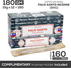 Satya Nag Champa Palo Santo Incense Sticks, Satya Bng (Bangalore) Insenses 15gmx12 Pack with Raajsee Incense Holder Bundle, Nag Champa Natural Incense