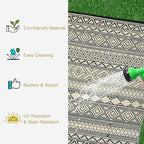 GAOMON Outdoor Rug for Patio Clearance 5x8 Reversible Plastic Straw Patio Rug for Camping Stain & UV Resistant RV Mats for Porch, Deck, Backyard, Camper, Balcony, Picnic, Black&Brown