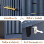 5 Drawer Dresser for Bedroom, Tall Dresser Chest of Drawers with Gold Handles, 32 Inch Wide Nightstand with for Bedroom, Living Rooms, Offices, and Entryways, Navy Blue