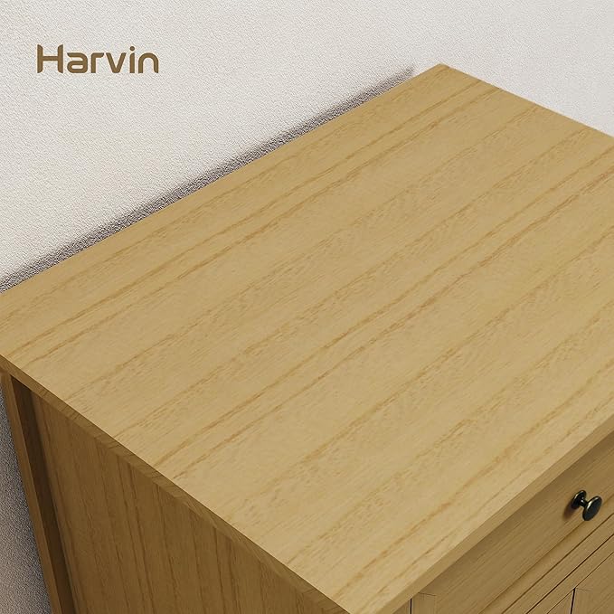 Harvin Nightstand, Solid Wood End Table with Drawer & Door, Timeless Classic Side Table for Bedroom, Living Room or Home Offices