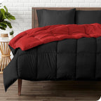 Bare Home Queen Comforter - Reversible Colors - Goose Down Alternative - Ultra-Soft - Premium 1800 Series - All Season Warmth - Bedding Comforter (Queen, Black/Red)
