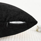 CaliTime Throw Pillow Covers Decorative 22 X 22 Inches Pack of 2 Cozy Chenille Cushion Cases for Couch Sofa Bed Living Room Home Black