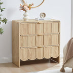 3 Drawer Dresser for Bedroom, Modern Closet Chest of Drawers with Wave Fluted Drawer, Wood Storage Small Dresser Organizer for Nursery Bedroom Living Room Hallway Closet (Natural)