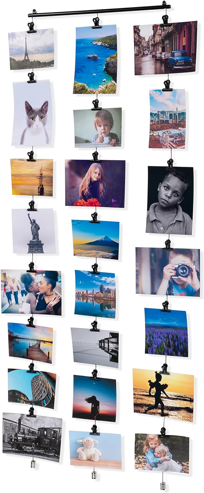 You Have Space WAJER Picture Hanging Kit with 24 Magnetic Clips for Pictures, Polaroids, Kids Crafts and Artwork, Metal Black