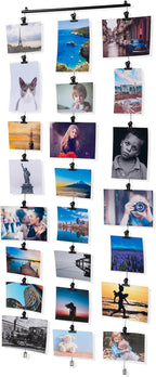 You Have Space WAJER Picture Hanging Kit with 24 Magnetic Clips for Pictures, Polaroids, Kids Crafts and Artwork, Metal Black