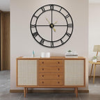 LEIKE 40 Inch Extra Large Modern Wall Clock, Oversize Rustic Round Nearly Silent Battery Operated, Black Metal Roman Numerals Wall Clocks for Living Room, Bedroom, Entrance Home Decor