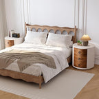 HOMPUS Round 3 Drawer Nightstand Set 2, Farmhouse Chest of Drawers, No Assemble Required, Modern Nightstand Set of 2, Wood Bedside End Tables w Drawers for Bedroom, Brown + White