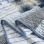 Yvooxny Queen Quilt Set Bedspread Reversible Plaid Grid Quilted Bedspread 3-Piece Real Patchwork Quilt Bedding Set ith Shams for All Seasons, Queen Size, 98 * 90 Inches