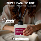 Soul & Scents Reed Diffuser Set – Blossom | 7.43 oz Refillable Scented Oil with 6 Fiber Sticks | Long-Lasting Home Fragrance & Air Freshener for Bedroom, Bathroom, Office | Gift & Décor Piece