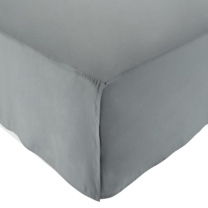 Amazon Basics Lightweight Pleated Bed Skirt, Full, Dark Grey, Solid