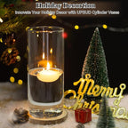 12pcs Glass Cylinder Vases for Centerpieces | 8 Inch Clear Flower Vase for Wedding Decorations, Floating Candle vases for Dinner Table, Bridal Shower, Office Home Décor