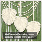 JONKASIPA Macrame Wall Hanging Bohemian Handmade Leaf Feather Wall Art Decorations, Green fringe Chic Home Decor for Apartment Dorm Living Room Bedroom